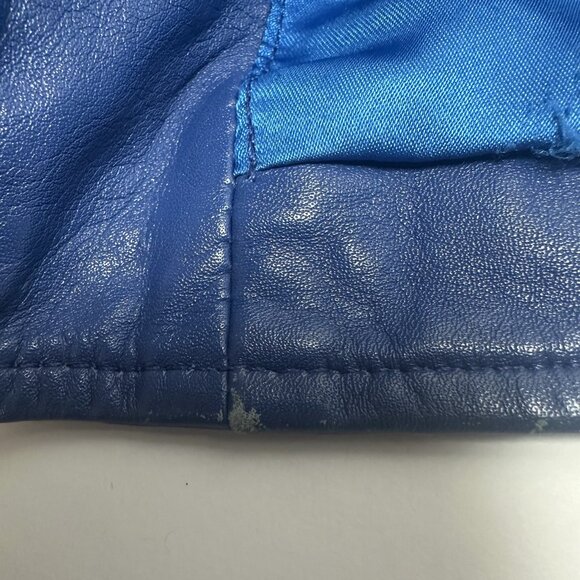 Vintage Valencia Women's Blue Leather Vest Size M Studded and Rhinestone - Picture 12 of 13